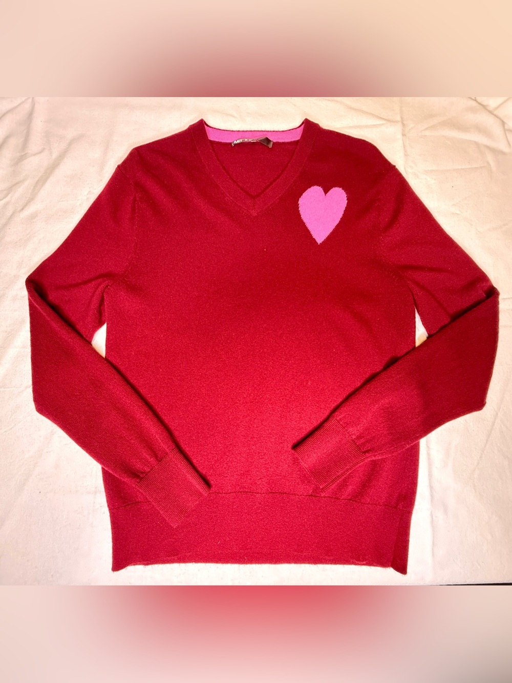 Vintage Mr. Turk Heart Accent V-Neck Sweater Size M